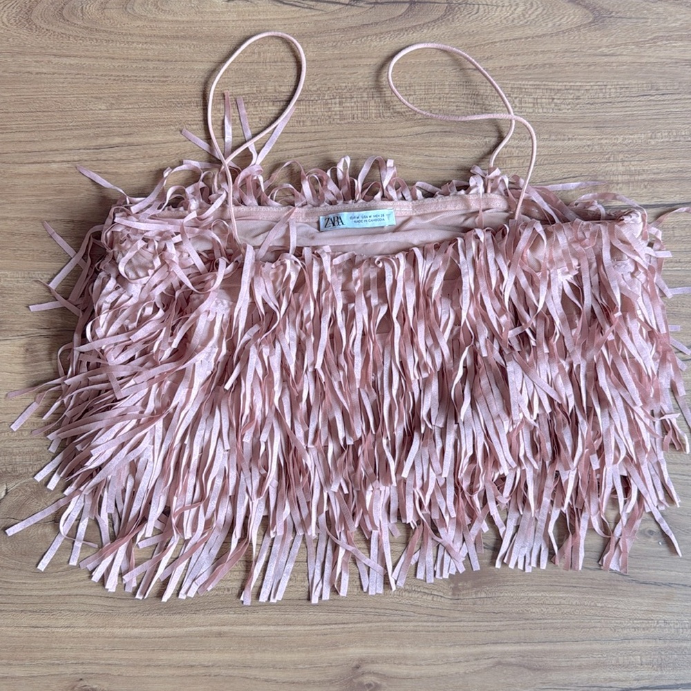 Crop Spaghetti strap fringe top
